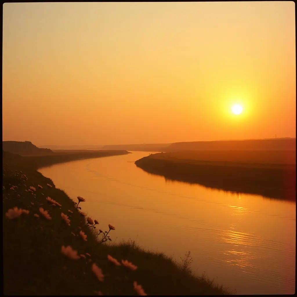 Sun and river