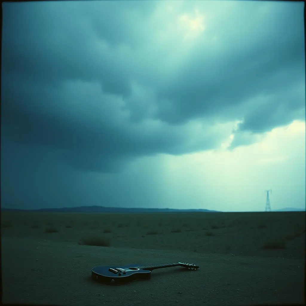 A dramatic thunderstorm with dark clouds and lightning striking the ground.