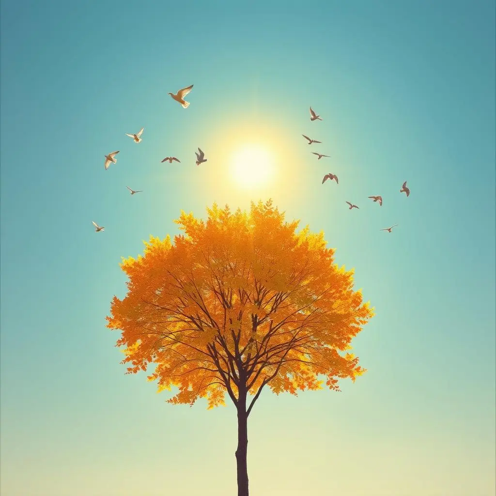 Gentle Hints: "The line of your life" (Blues-Rock) A vibrant yellow flower (sunflower/daisy) against a bright blue sky with the sun shining.