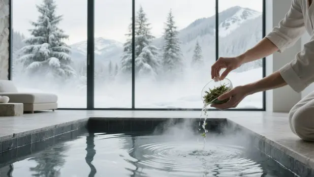 Luxury wellness spa massage room interior peaceful mood dim lighting abstract copy space