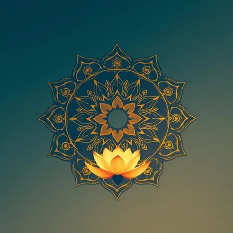 Detailed mandala artwork incorporating a central lotus flower design
